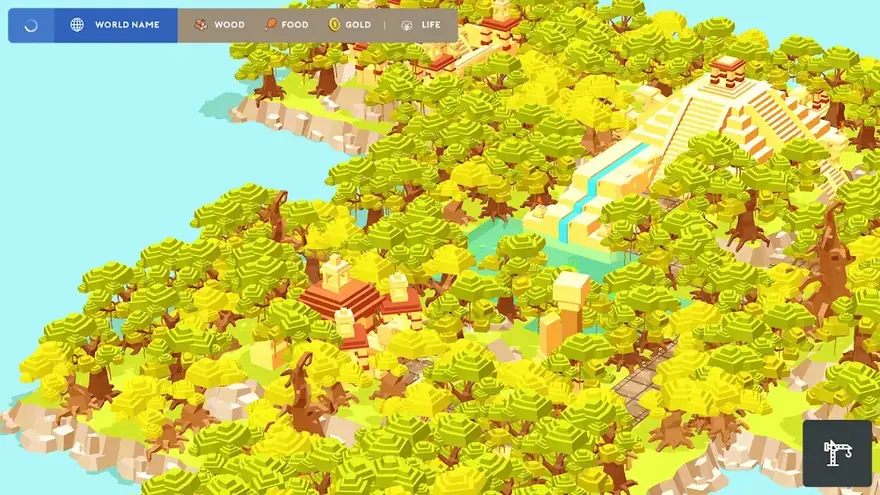Collina boscosa con sentieri e ruscello in Pocket Build, vista dall'alto